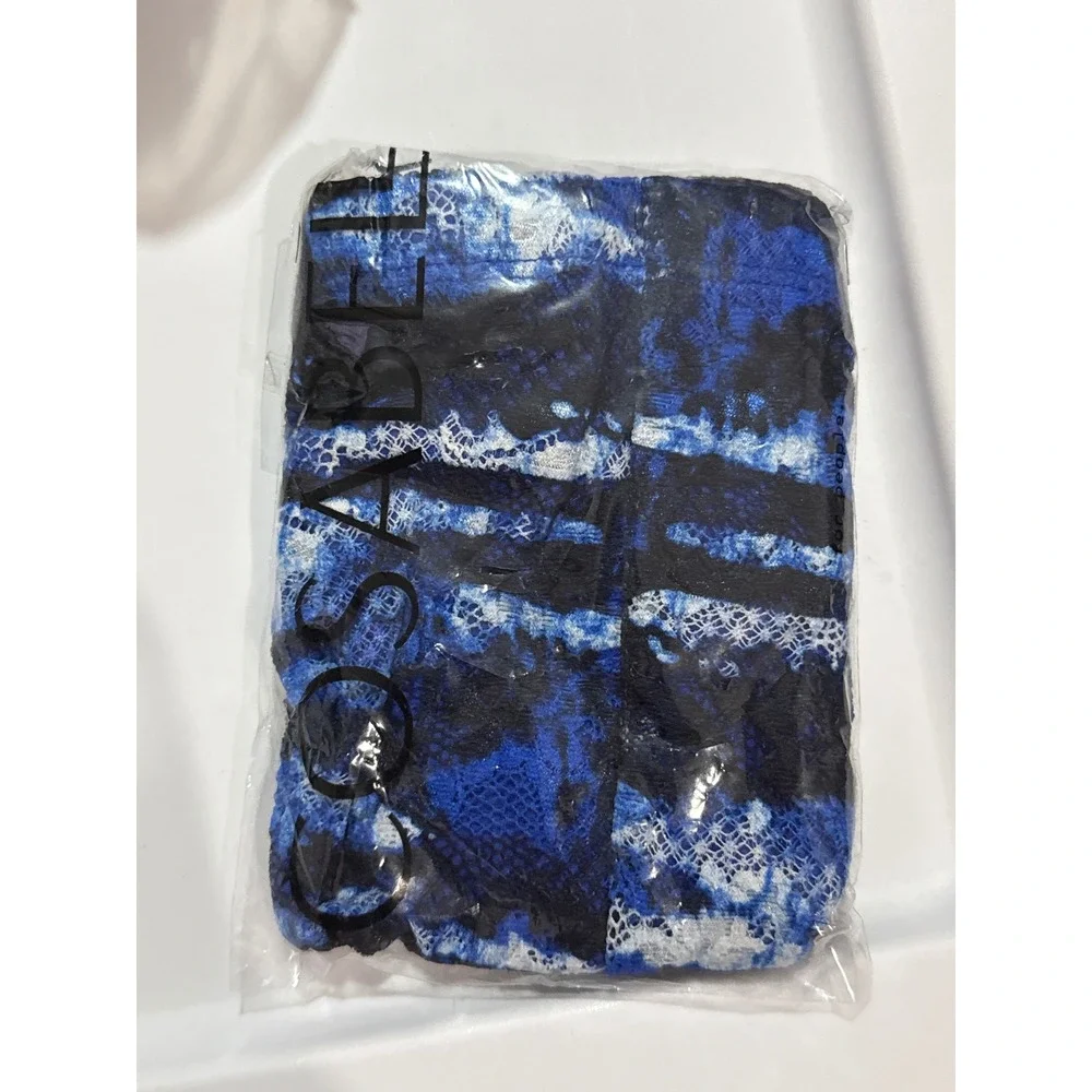 Cosabella Never Say Never Printed Lace G-String Blue‎ Abstract Print Size XL